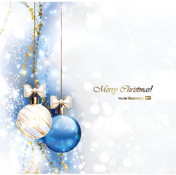 Free Vector Christmas Ball Hanging On Blue Background