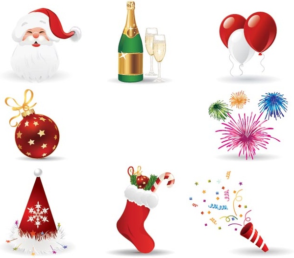 Бесплатные векторные рождественские празднования икона набор