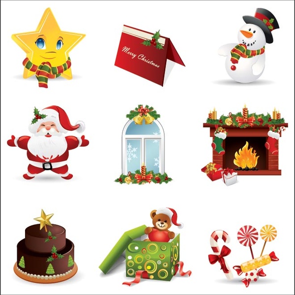 set vektor gratis Natal holiday ikon