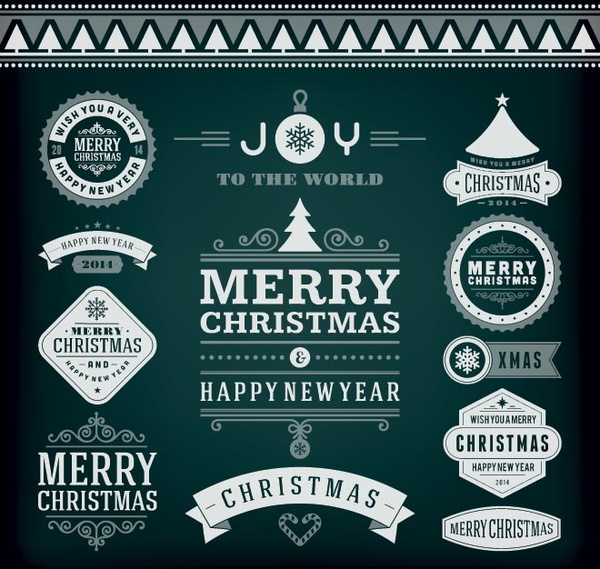 Free Vector Christmas Set Of Vintage Labels