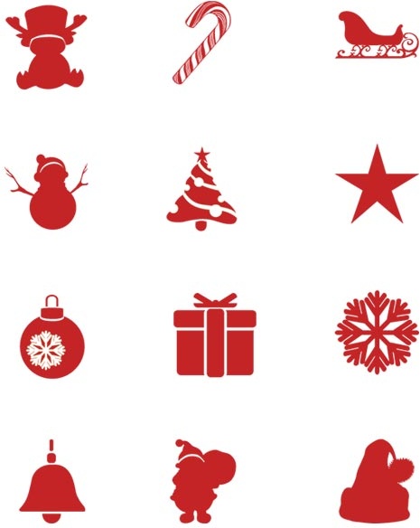 kostenlose Vektor Weihnachten Silhouette Icon-Sammlung