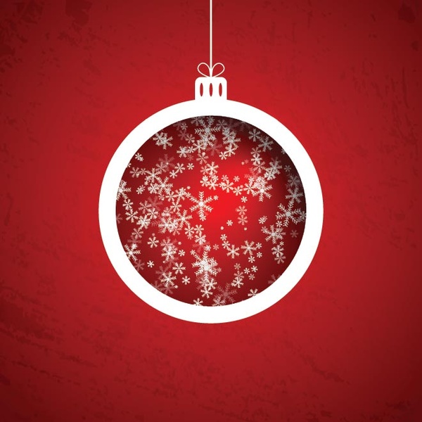 vektor gratis Natal starflake pola bola tergantung pada latar belakang merah