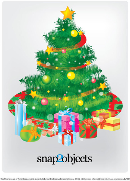 Bedava Vektör Noel ağacı ve hediye kutuları