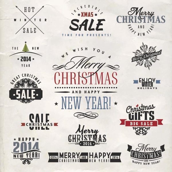 kostenlose Vektor Weihnachten Typografie Logo Design-Elemente