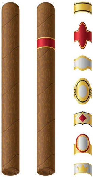เวกเตอร์ฟรี mockup ซิการ์กับองค์ประกอบการออกแบบป้ายชื่อ