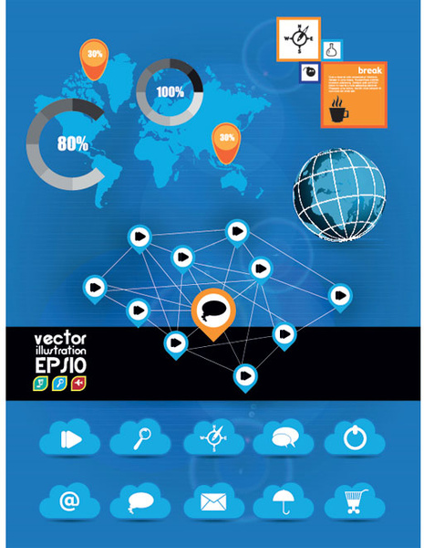 Infografis grafik vektor gratis awan