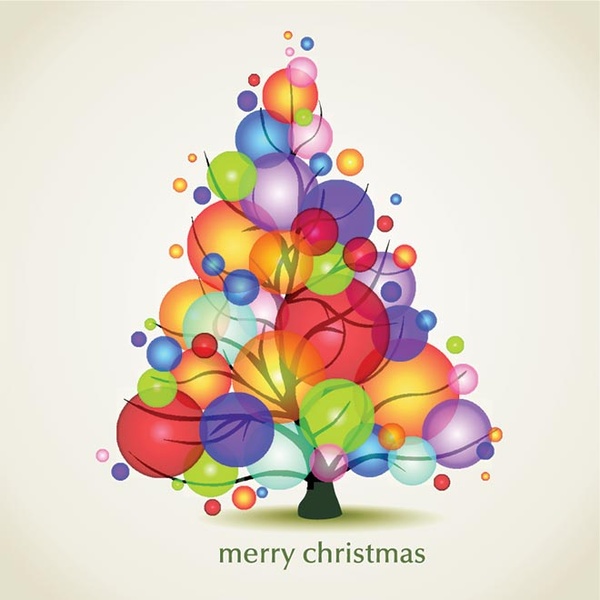 Бесплатные Векторные красочные шаре веселая рождественская елка