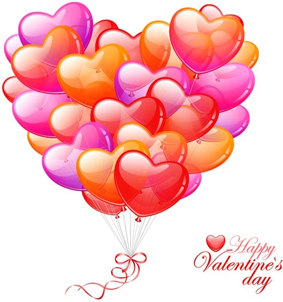 vektor gratis warna-warni jantung balon valentine hari judul