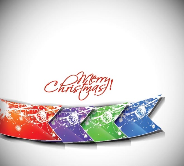 Free Vector Colorful Ribbon On Merry Christmas Background