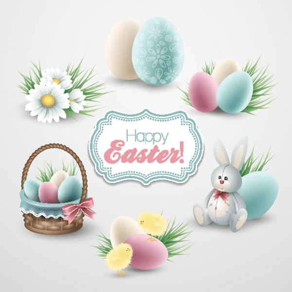 kostenlose Vektor bunt Vintage-Stil Easter icons