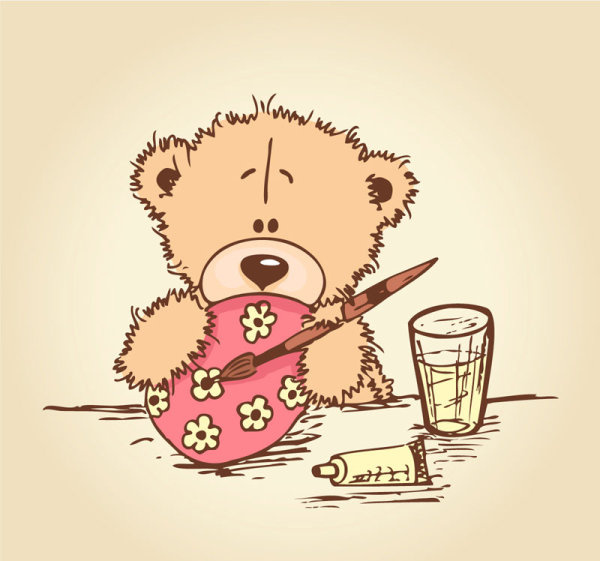 自由向量可愛的卡通小熊