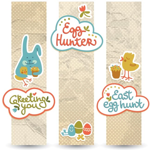 kostenlose Vektor niedliche Comic-glücklich Ostern Küken und Ei banner
