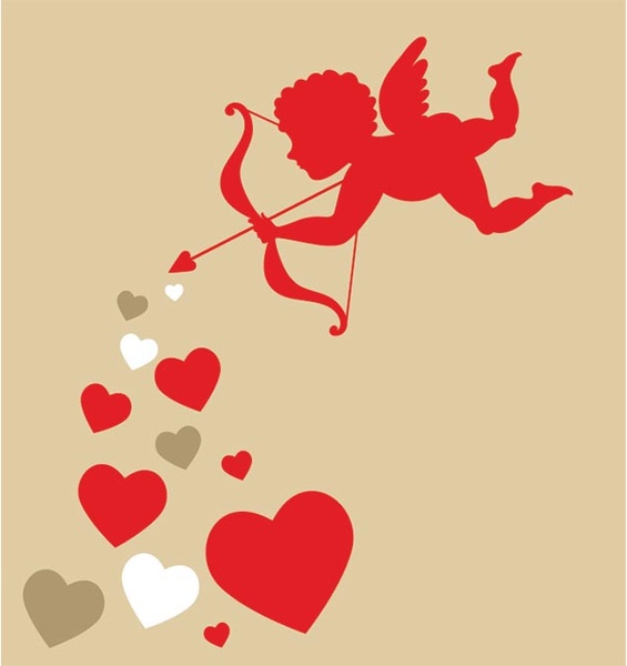 vektor gratis lucu cupid mengirim jantung untuk pecinta