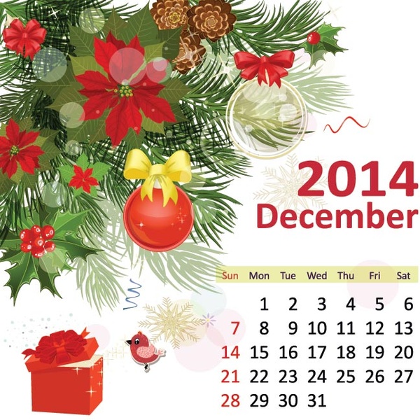 Kostenlose Vektor-december14-Kalender