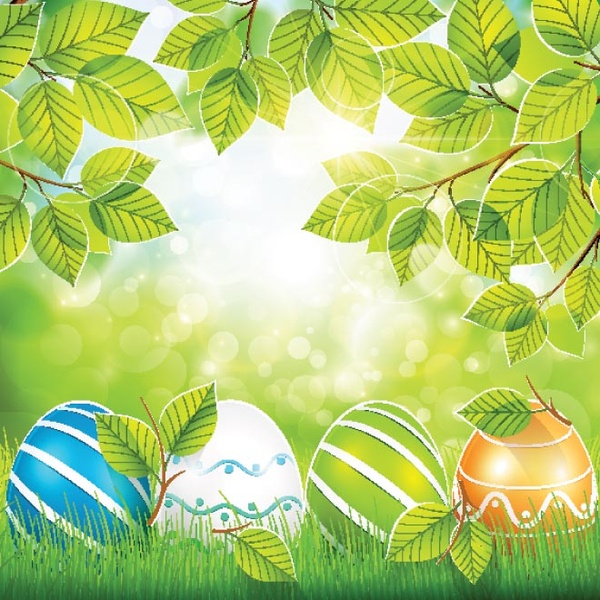 Bedava vektör Paskalya yortusu yumurta çimlerin üzerine dekore edilmiştir.