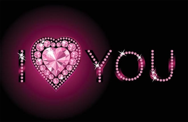 당신을 사랑 합니다 핑크 발렌타인 하루 카드 벡터 무료 다이아몬드