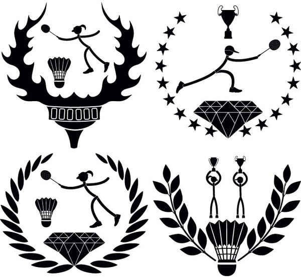 kostenlose Vektor verschiedenen Stil-Badminton-Logo-design