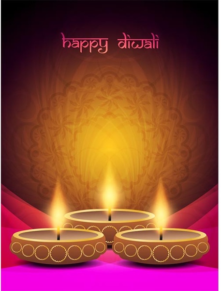 kostenlose Vektor Diwali Diya auf elegante Hintergrundvorlage flayer