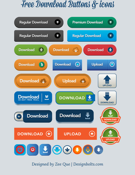 kostenlose Vektor Download Upload Tasten-icons