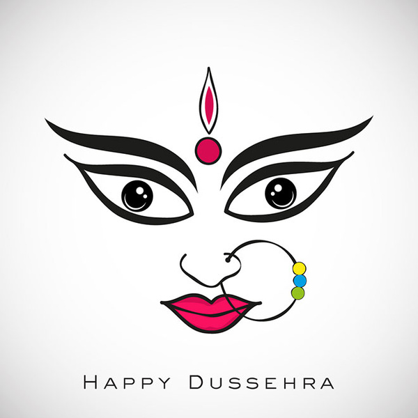 Free Vector Durga Face Indian Festival Dussehra Card