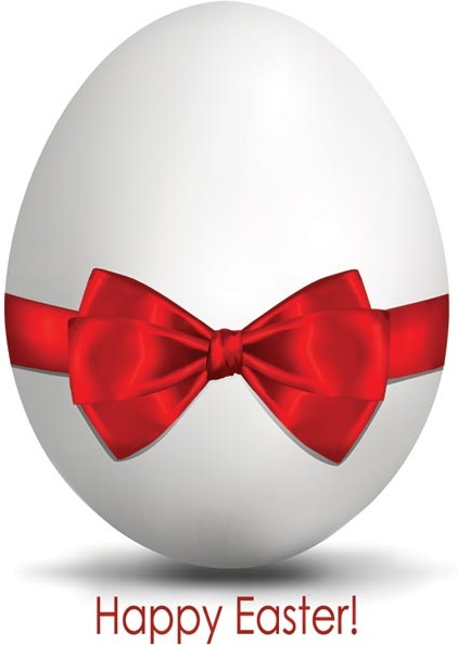 vektor gratis Paskah putih telur dengan busur