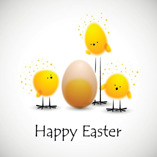 huevo vector libre con tarjeta de felicitación de Pascua feliz de pollitos