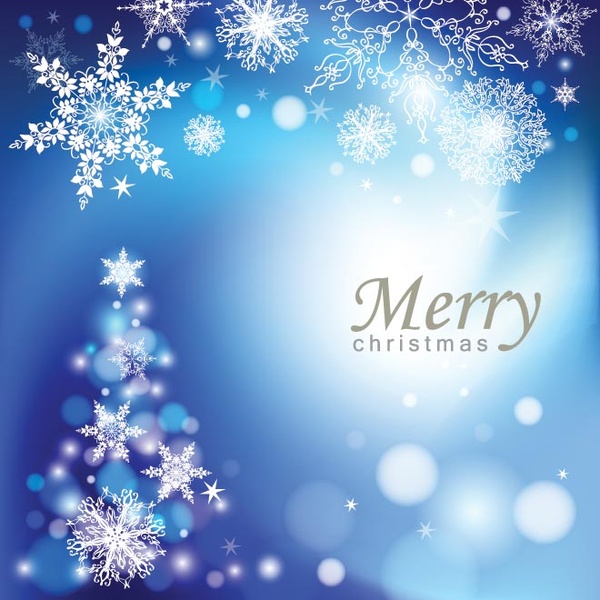 無料ベクトル エレガントな青色の背景メリー クリスマス テンプレート