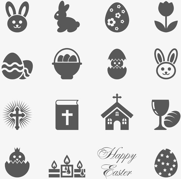 conjunto de color plano vector gratis de iconos de Pascua