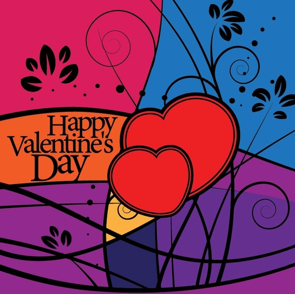 Free Vector Floral Art Happy Valentine8217s Day Greeting Card