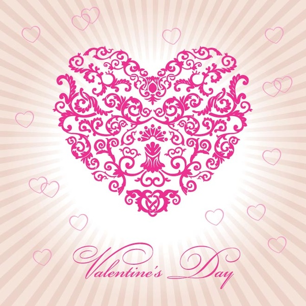 Free Vector Floral Art Heart Shape Valentine Day Greeting Card