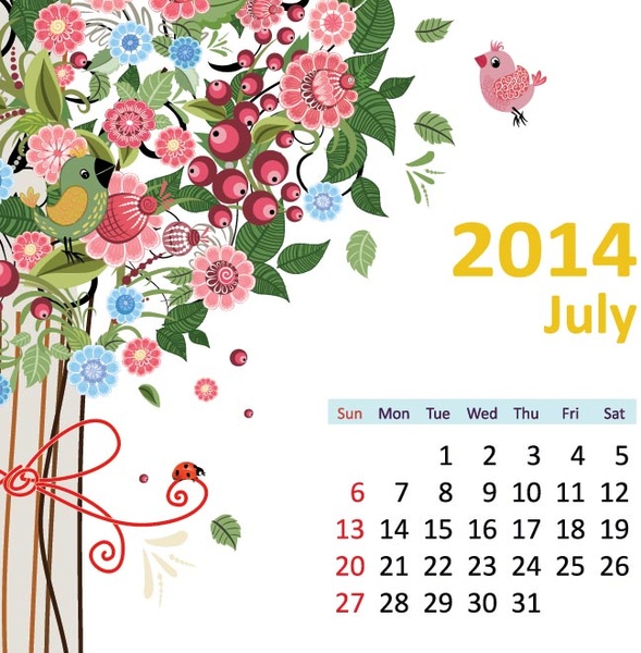 calendário de brunch14 de flor de vetor livre