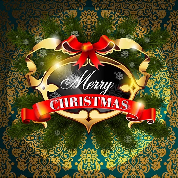 ビンテージ パターンのアートワークのクリスマス背景を持つ無料のベクター フレーム