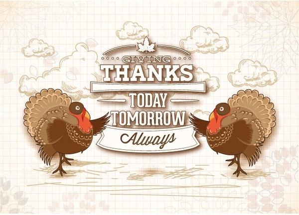 今日の tommarow のおかげで無料ベクトルを与える常に感謝祭のカード