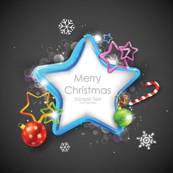 Free Vector Glossy Blue Christmas Star And Bubbles