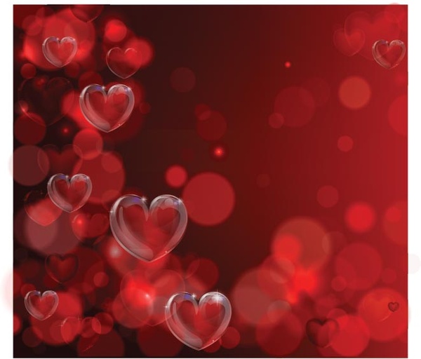 Free Vector Glossy Transparent Heart On Red Background