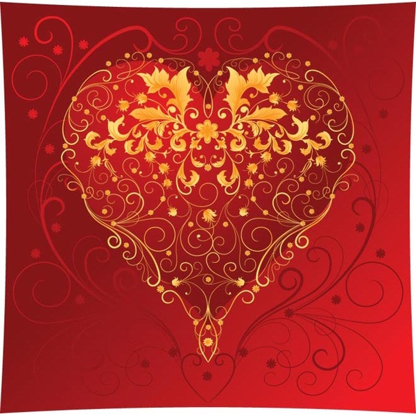 vetor livre dourado redemoinhos valentine8217s dia coração papel de parede