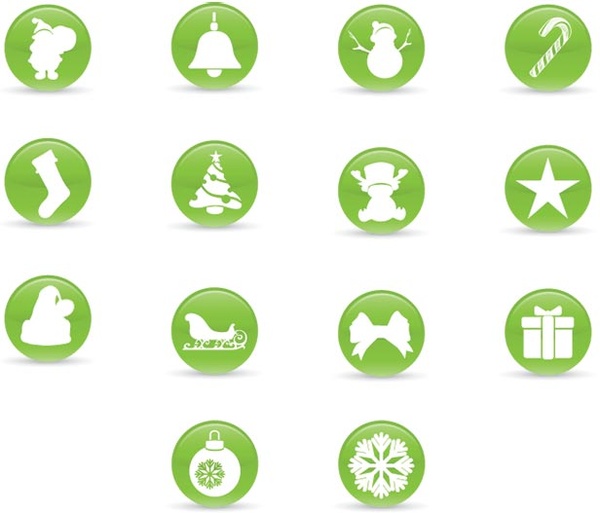 iconos de Navidad gratis vector verde