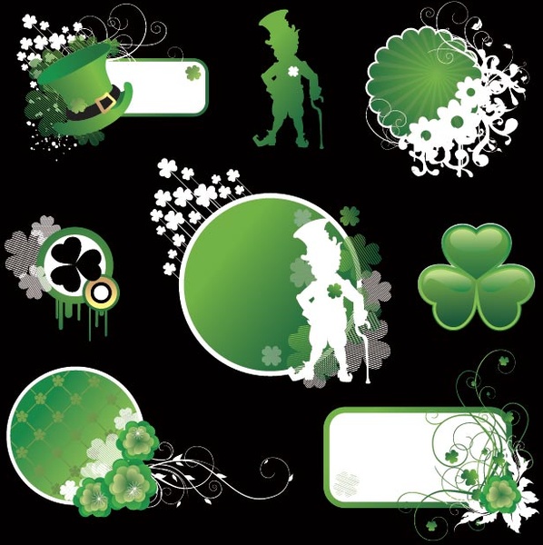 vector libre verde mix pack de elementos de diseño de arte floral