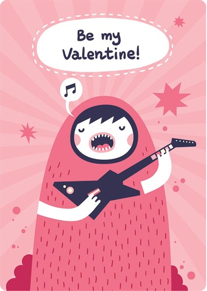 vector miễn phí cô gái chơi guitar hát là valentine của tôi