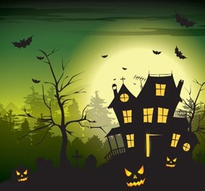 Free vector Halloween Scary Hunted House plantilla