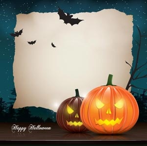 kostenlose Vektor Halloween Vorlage mit glühenden Kürbis set