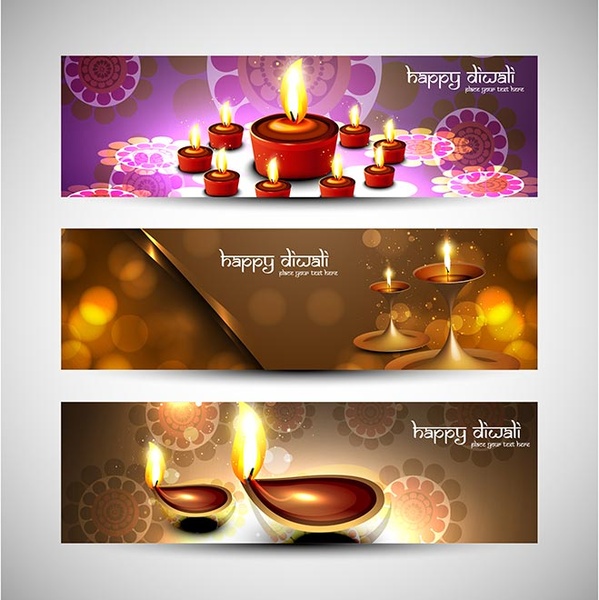 kostenlose Vektor happy Diwali bunte Banner Vorlage