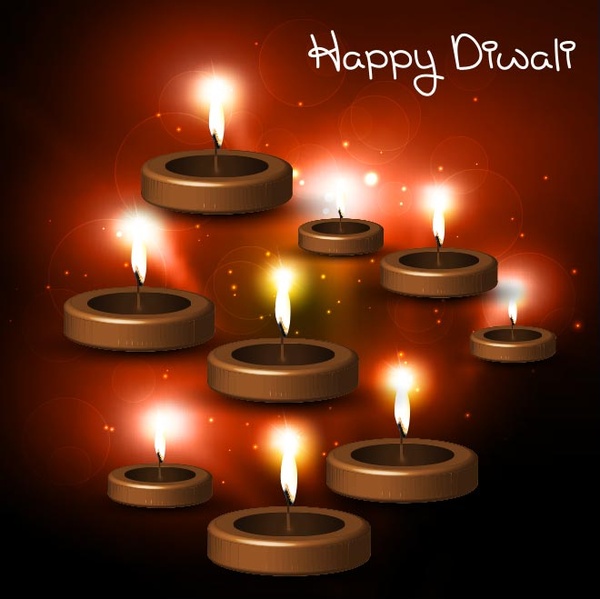 Free vector happy diwali Diya Set brillante