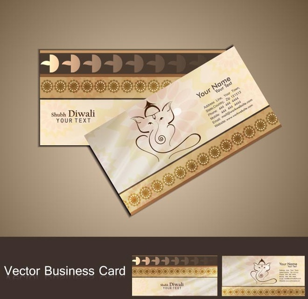 Free Vector Happy Diwali Ganesha Business Card Design