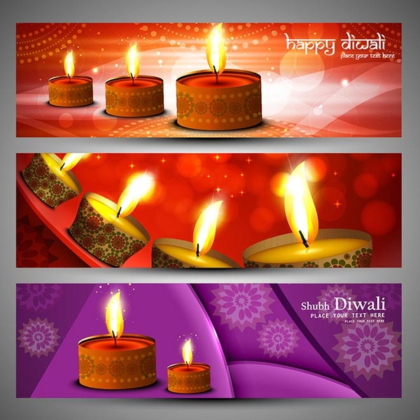 kostenlose Vektor happy Diwali glühende Diya auf abstrakte Vintage Blumenkunst banner