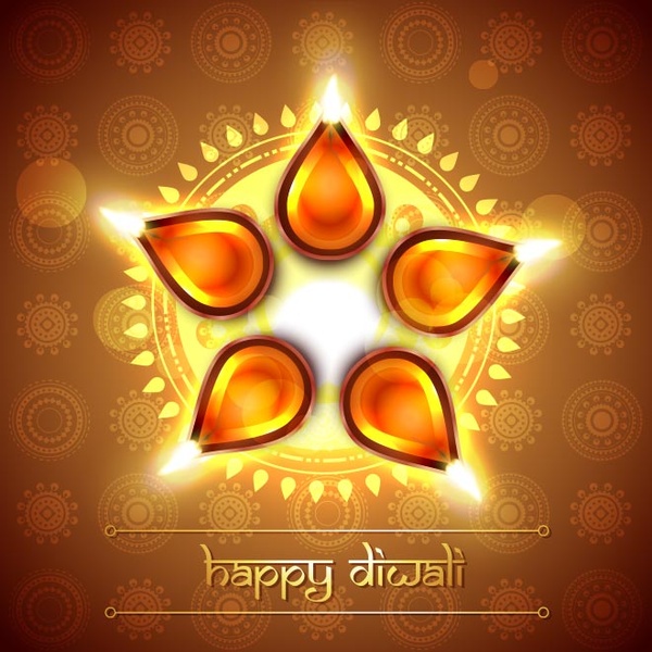 diseño de tarjeta de felicitación de diwali feliz vector gratis