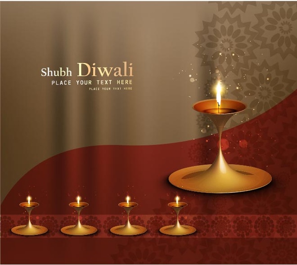 thiết kế poster tiêu đề mẫu miễn phí vector happy diwali