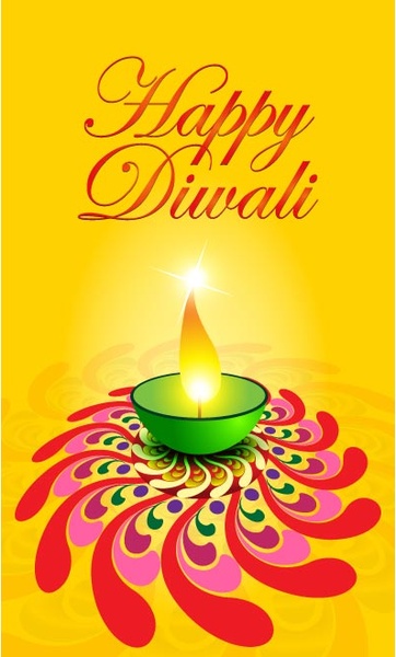 vector libre feliz diwali cartel portada diseño con diya verde en el antiguo arte floral
