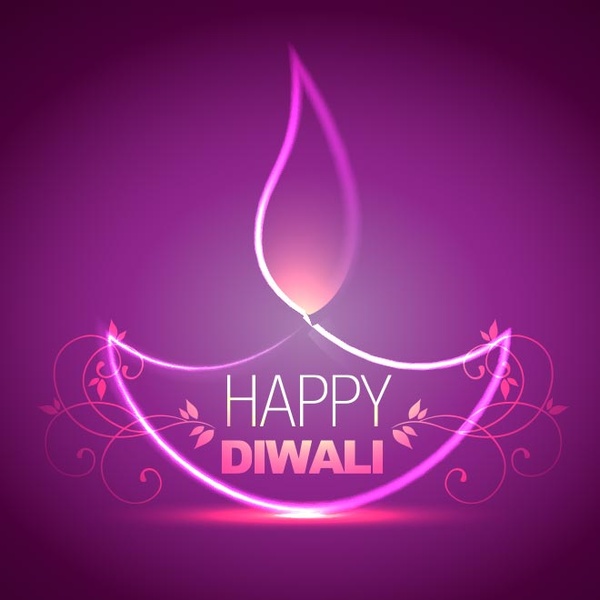 vetor livre feliz diwali brilhante rosa brilhante cartão de felicitações