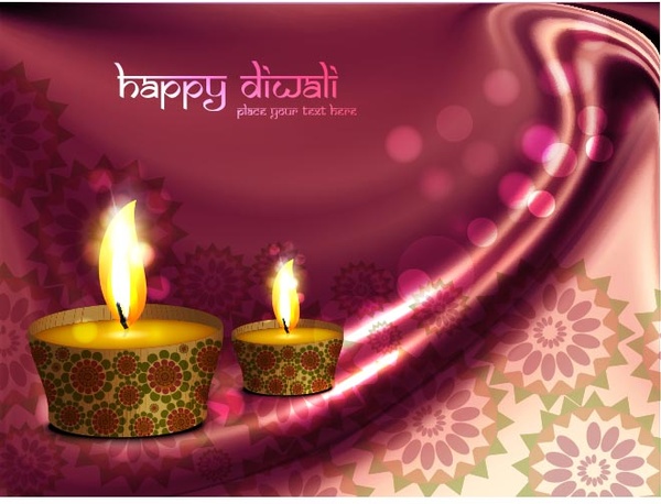 Free Vector Happy Diwalipink Floral Art Pattern Greeting Card
